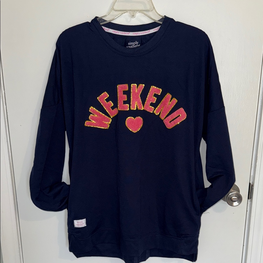 Navy “Weekend” Oversized Graphic Tee